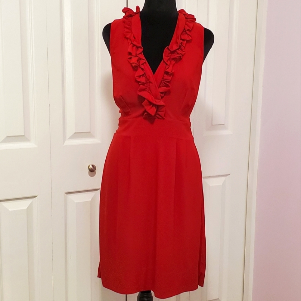 Just Taylor Red Ruffle Cocktail Dress Size 10